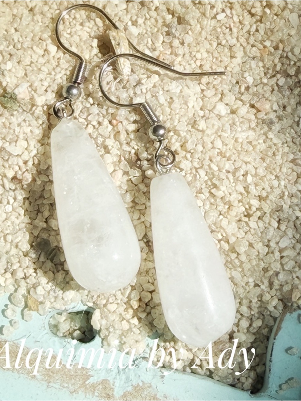 Selenite Cream Teardrop Dangle Earrings